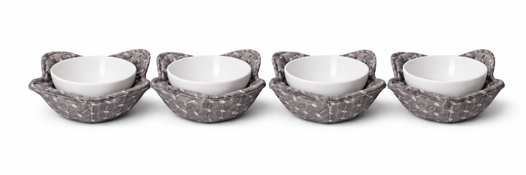 Four Bowl Cosies in a row